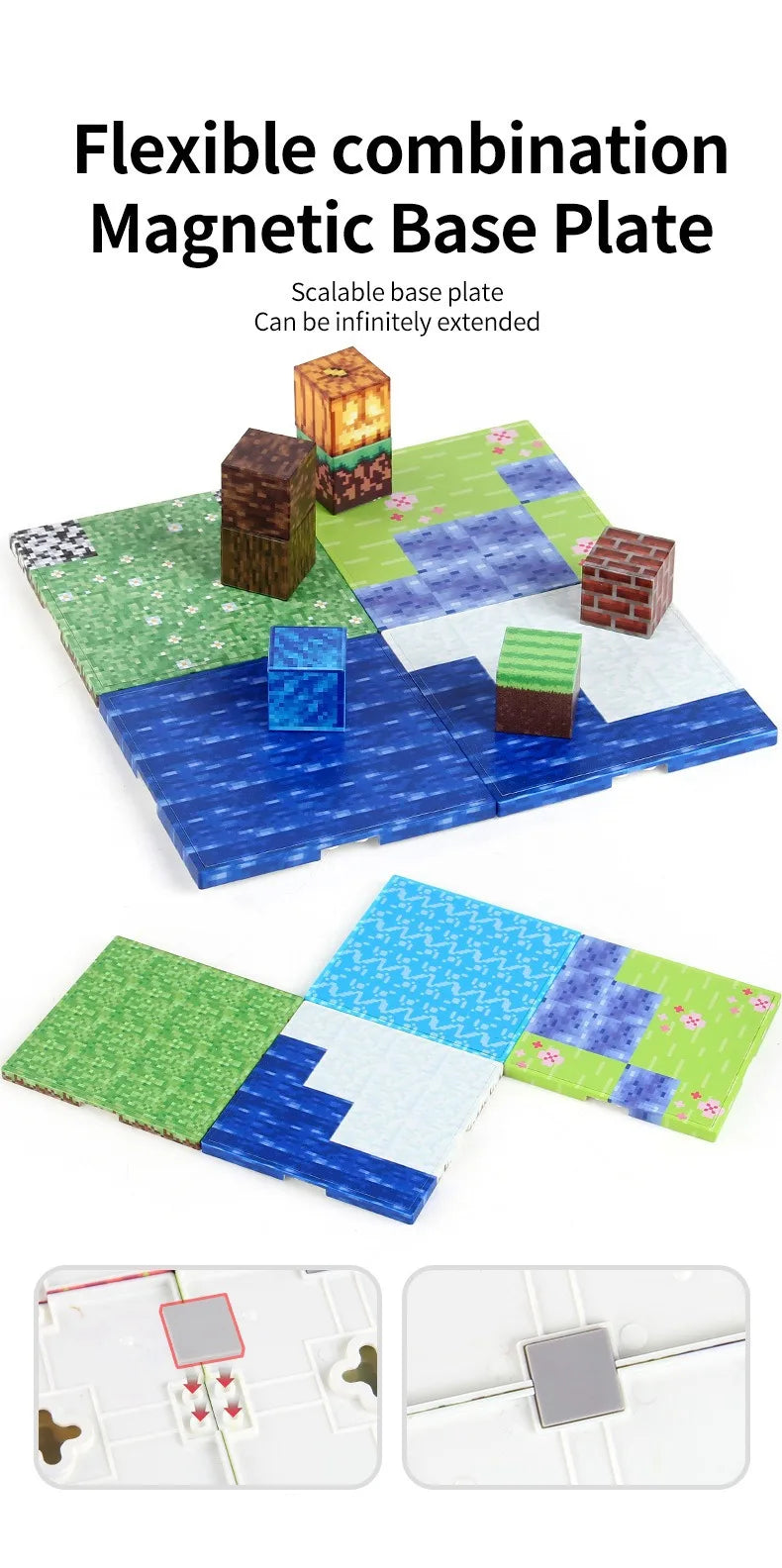 Magnetic Building Block Base Plates for Creative Play