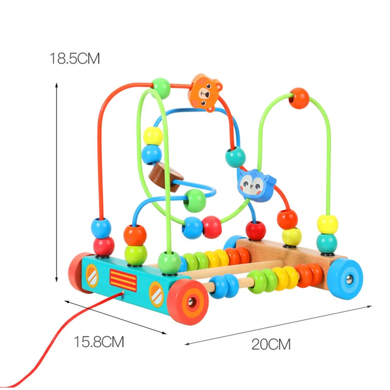 Wooden Bead Maze Roller Coaster Toy for Toddlers