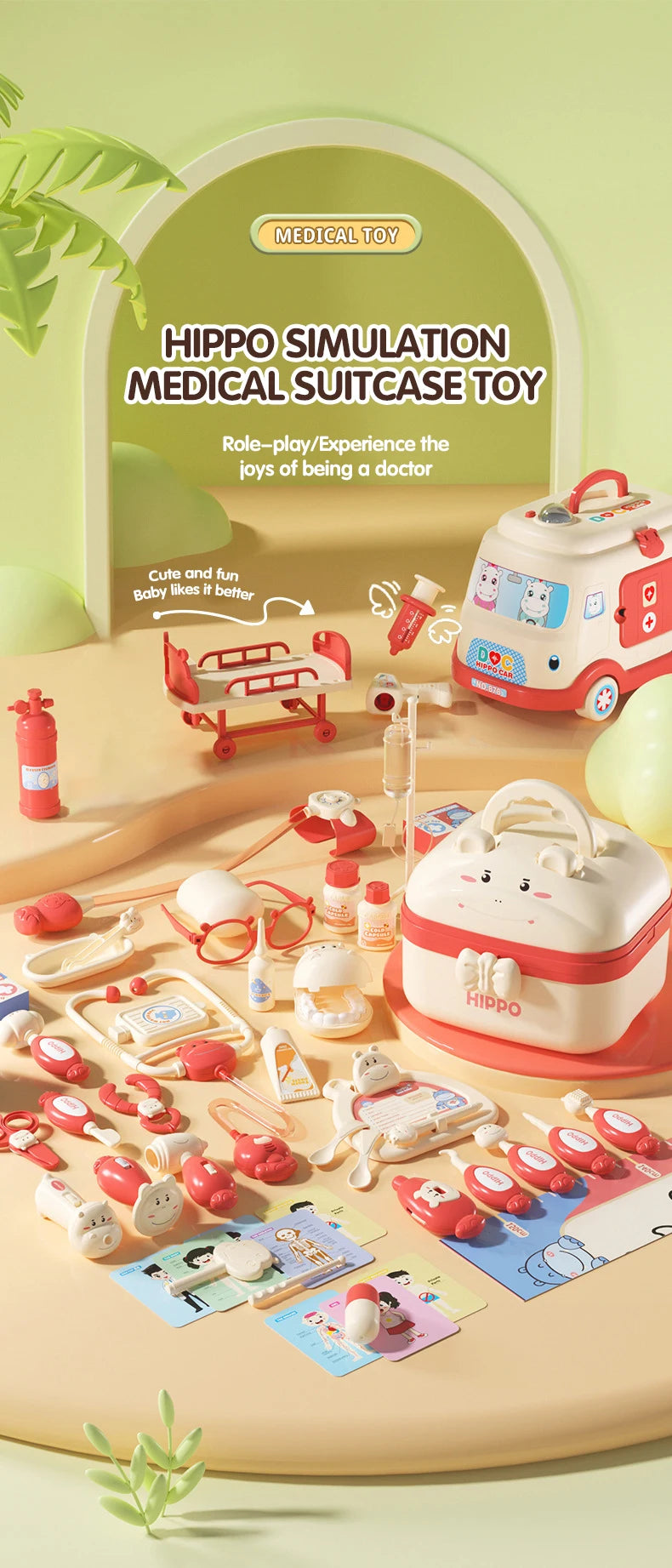 A Hipp simulation medical suitcase toy set with various doctor tools and accessories for role-play.