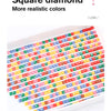 A tray of square diamond painting beads in various realistic colors, arranged in rows.