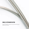 Close-up of silver guitar strings with a nano coating texture.