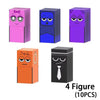 A set of four colorful magnetic building blocks figures in various colors and styles for children's play