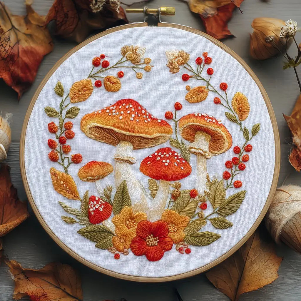 Fall Harvest Pumpkin Embroidery Kit for Adults
