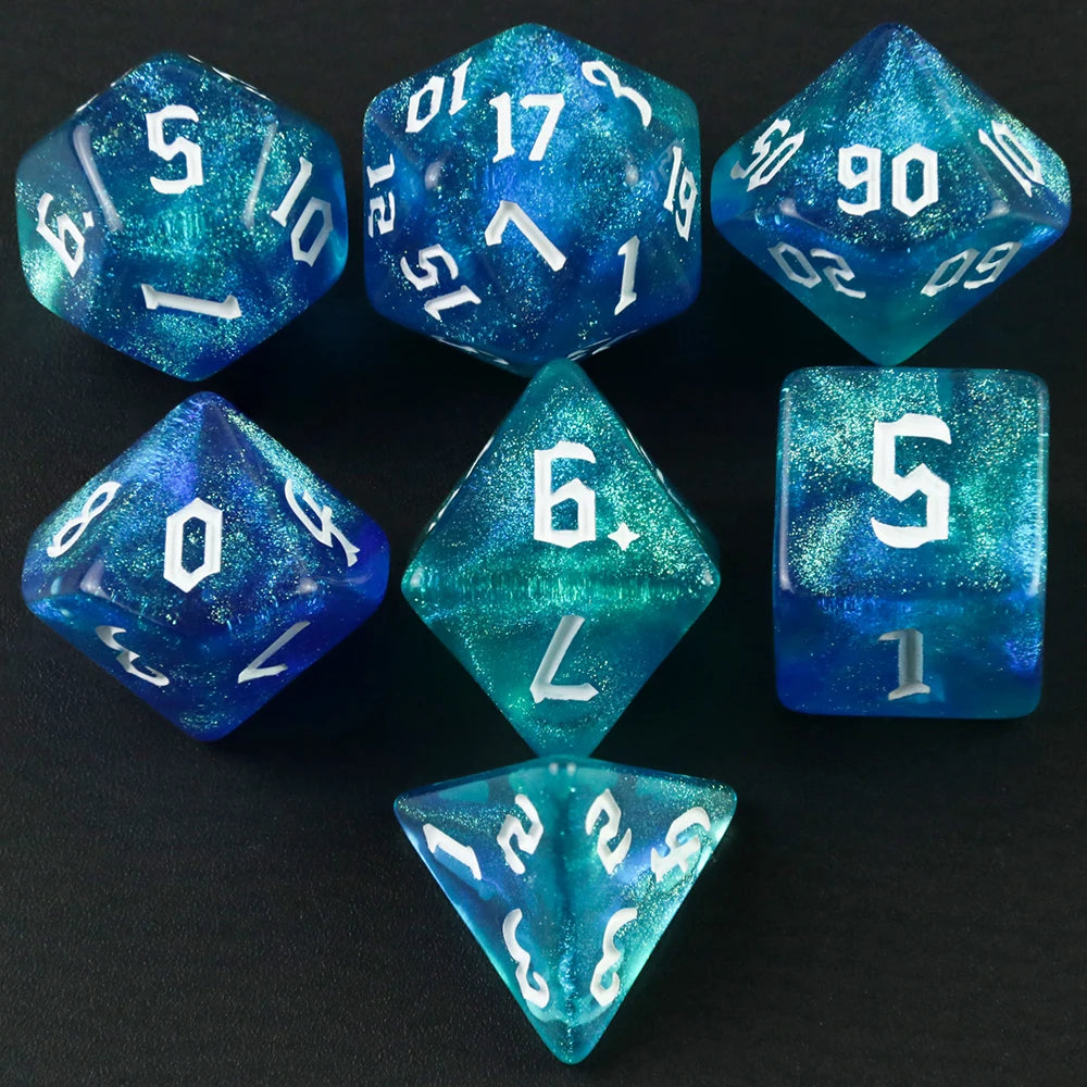 Iridescent Glitter Dice Set for D&D and Tabletop RPGs