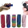 A set of colorful 3D printed spike rollers and a keychain fidget toy displayed in various shades.