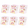 A set of six Super Mini Bunny series blind box collectibles in pink and white packaging.