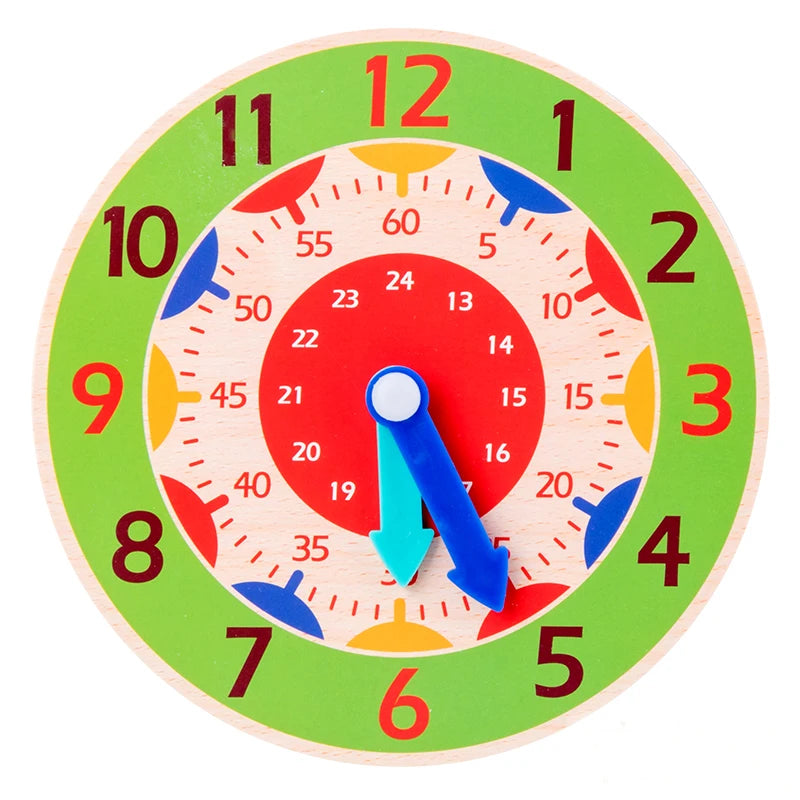 Wooden Montessori Clock Toy for Kids Learning Time