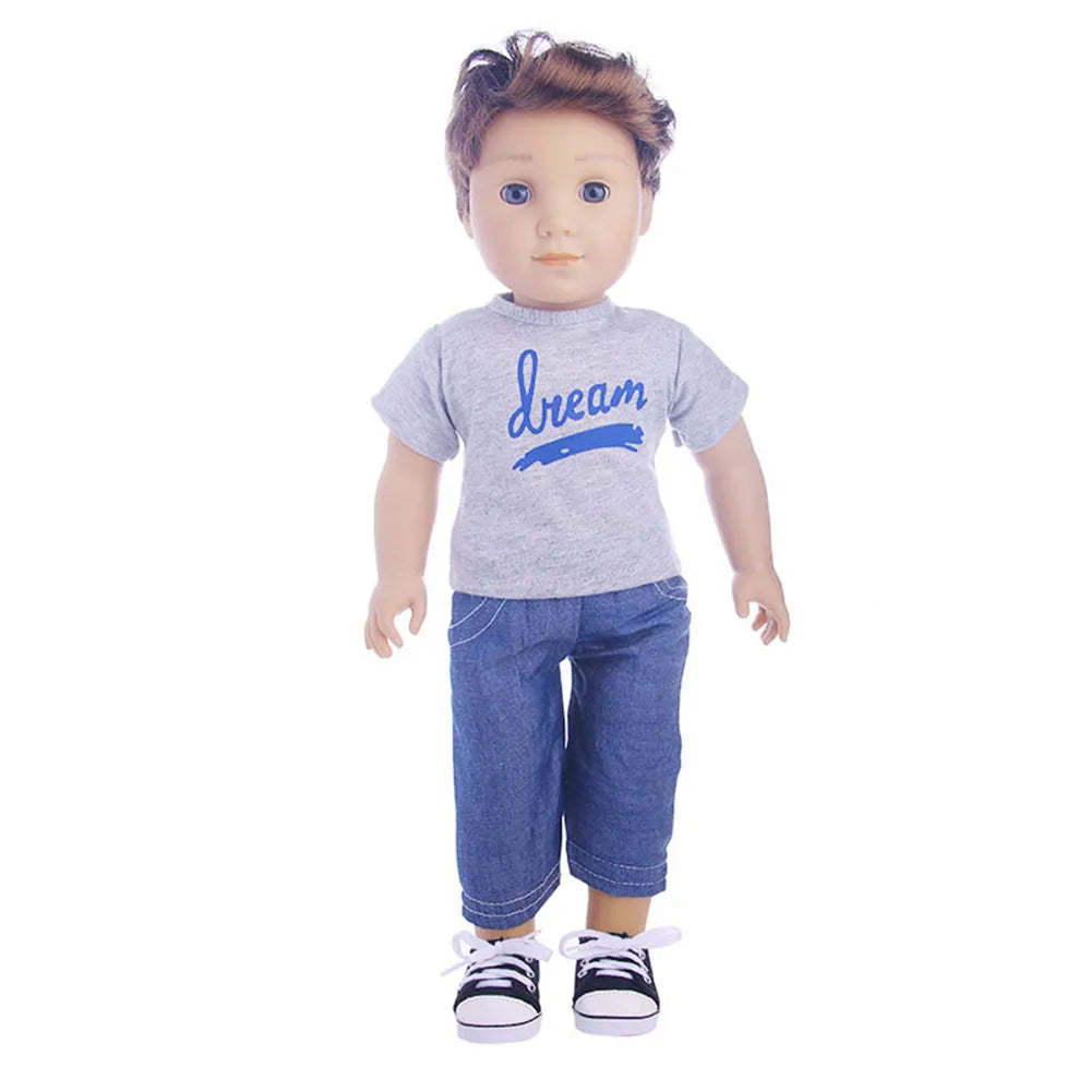 Bear Print Casual Outfit for 43 cm Baby Dolls