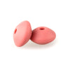 A pair of pink silicone lentil beads shaped like an abacus for jewelry making.
