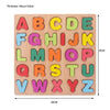 A wooden alphabet sorter puzzle featuring colorful letters A through Z for toddlers.