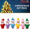 A set of adorable plush Christmas elf dolls in various colors and outfits.