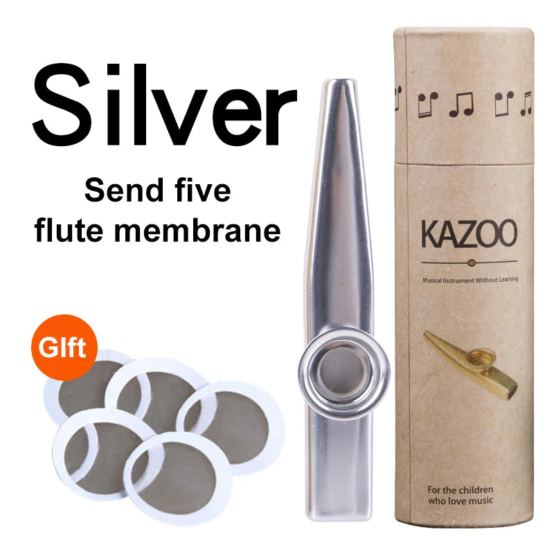 Gold-Plated Metal Kazoo with 5 Replacement Films