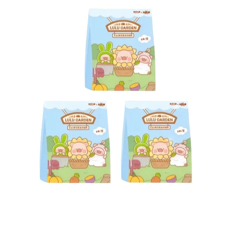 A set of three blind box collectible figurines featuring Lulu the Piggy Garden characters.