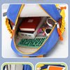 Blue and yellow cartoon digger truck backpack with convenient side pockets and a practical front pocket