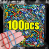 A clear plastic bag filled with 100 pieces of colorful ball bead chains for DIY jewelry and keychains.