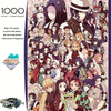 A colorful jigsaw puzzle featuring characters from Demon Slayer anime, depicting various figures in traditional and modern at