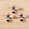 Gold Enamel Honeybee Charms for Jewelry Making (Set of 10)
