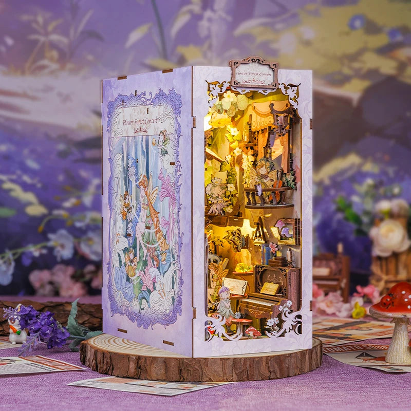 Owl Bookstore Miniature Book Nook DIY Kit with LED Lighting