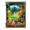 A detailed diorama kit featuring a wooden book nook shelf insert depicting an underwater world with ruins and lush foliage.