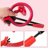 A hand is holding a red glowing ankle skip ball with a flashing LED light for fitness fun.