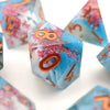 Handmade Resin D&D Dice Set – 7 Polyhedral Dice with Floral Design