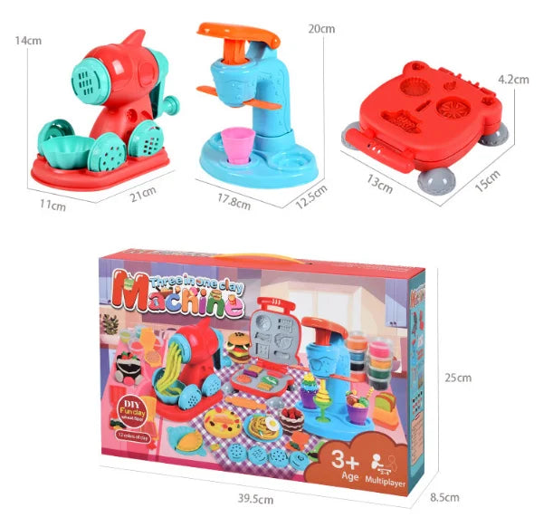 3-in-1 Clay Playset - Cake, Ice Cream & Noodle Maker for Kids
