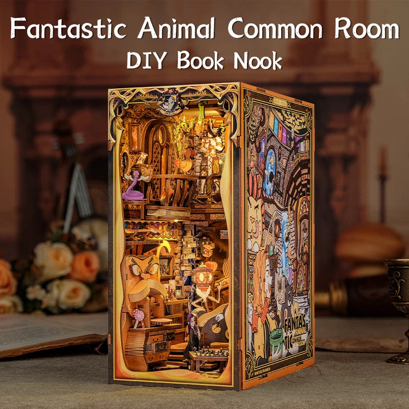 Owl Bookstore Miniature Book Nook DIY Kit with LED Lighting