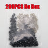 A clear plastic bag containing 200 pieces of black safety eyes for crafting and plush toys.