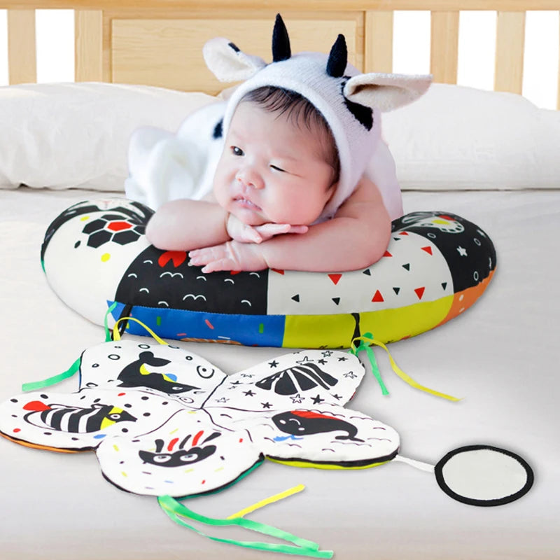 High-Contrast Tummy Time Pillow for Baby Sensory Development