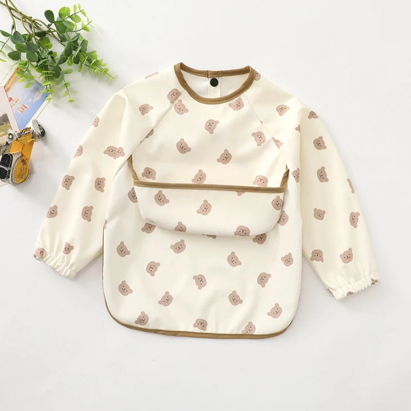 Waterproof Long-Sleeve Art Smock Bib for Toddlers