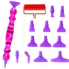 A collection of 12 interchangeable tips for a Diamond Art pen kit, shown in various shades of purple and pink.