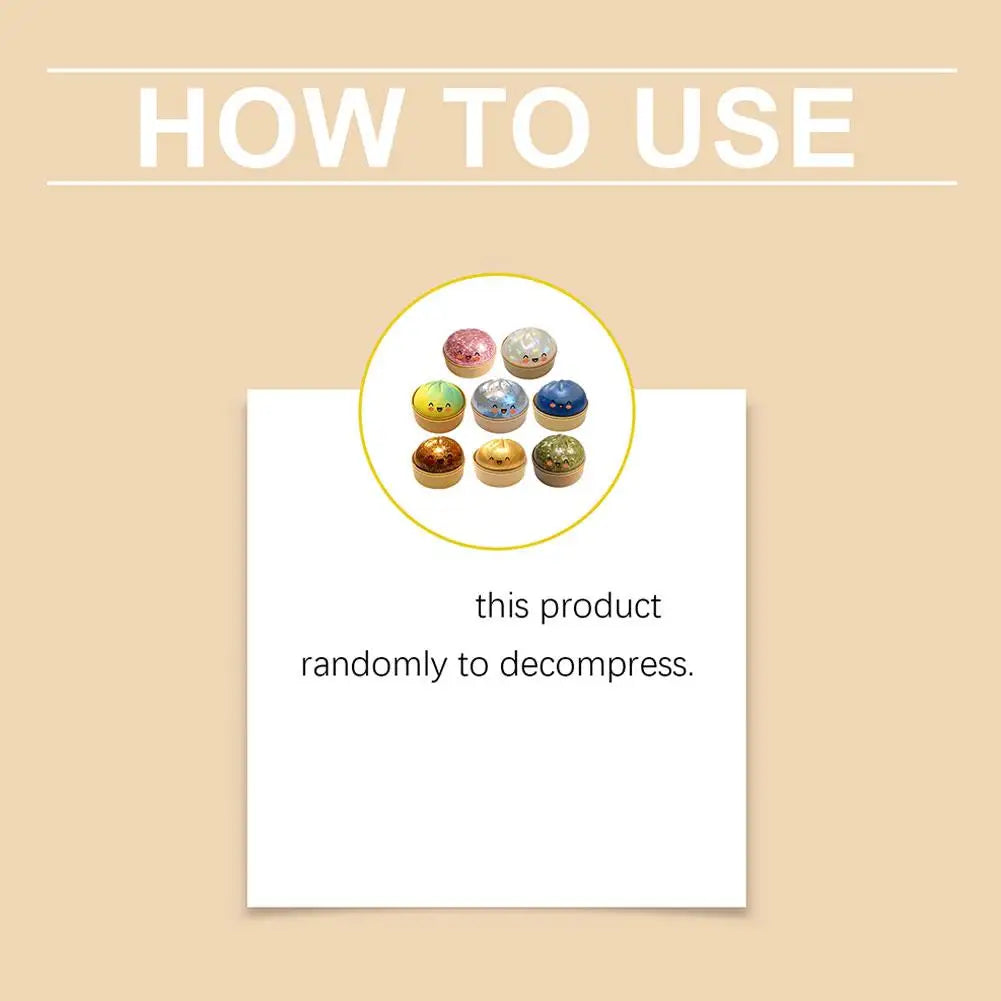Squishy Steamed Bun Stress Ball with Slow-Rising Glitter