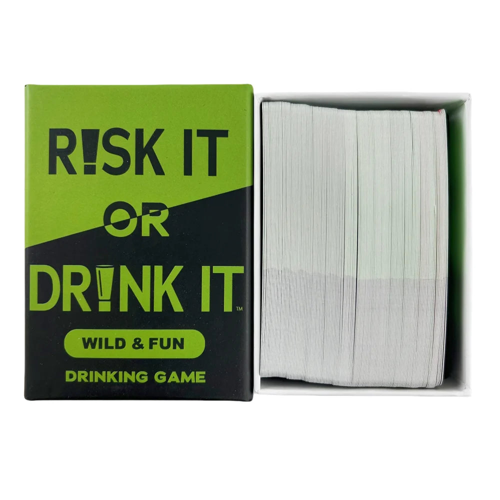 Box of the Risk It or Drink It drinking game card game with wild and fun dares