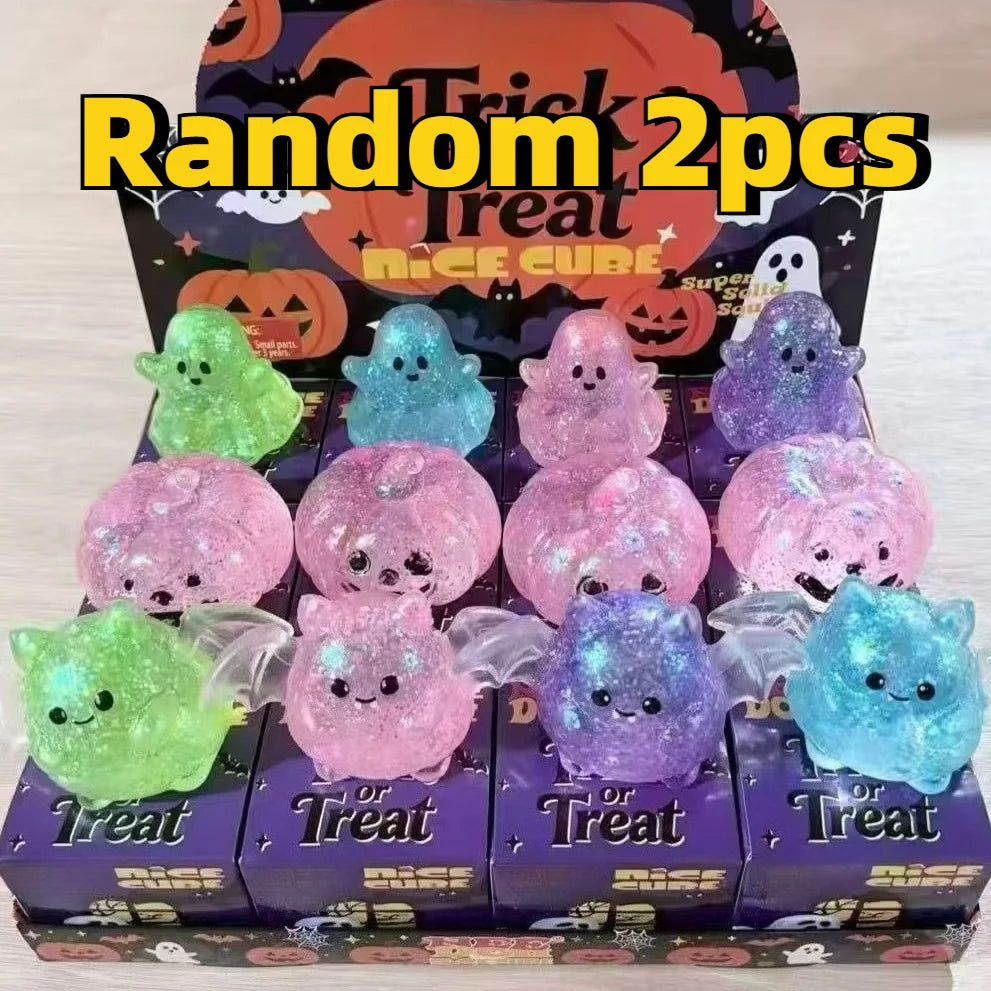 A collection of 10 colorful squishy stress relief balls in various shades including green, purple, and pink.