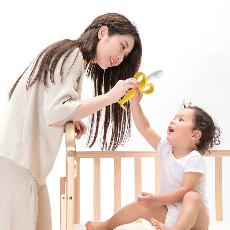 Baby Silicone Teething Brush – Banana Shape Soothing Toothbrush