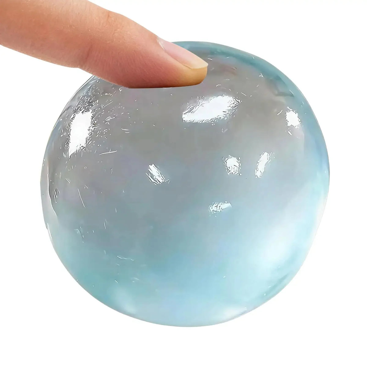 Transparent Blue Squishy Stress Ball – Soft Rebounding Sensory Toy