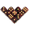 A set of ten 16mm acrylic poker dice with a dark reddish-brown marbled finish and gold dots.