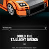 Orange and black building blocks depicting a car design with a taillight feature.