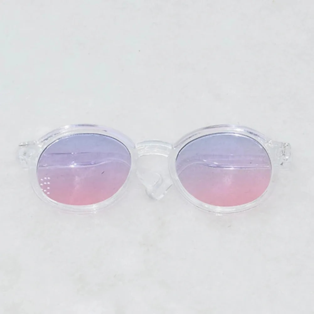 Pair of transparent pinkish-purple doll glasses for BJD and Labubu dolls