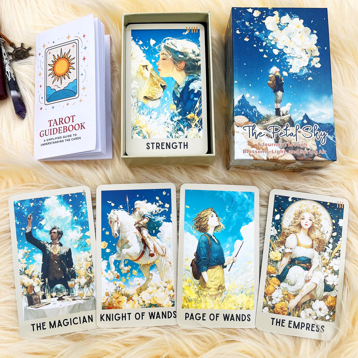Petal Sky Tarot Deck – 78 Cards with Illustrated Guidebook