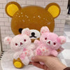 Cherry Blossom Lazy Bear Plush Keychain Charm