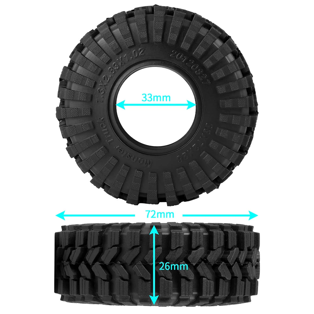 1.3" Mud Terrain Tires for RC Crawler (4-Pack)