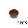 A small, brown, round building block treasure chest container with a lid.