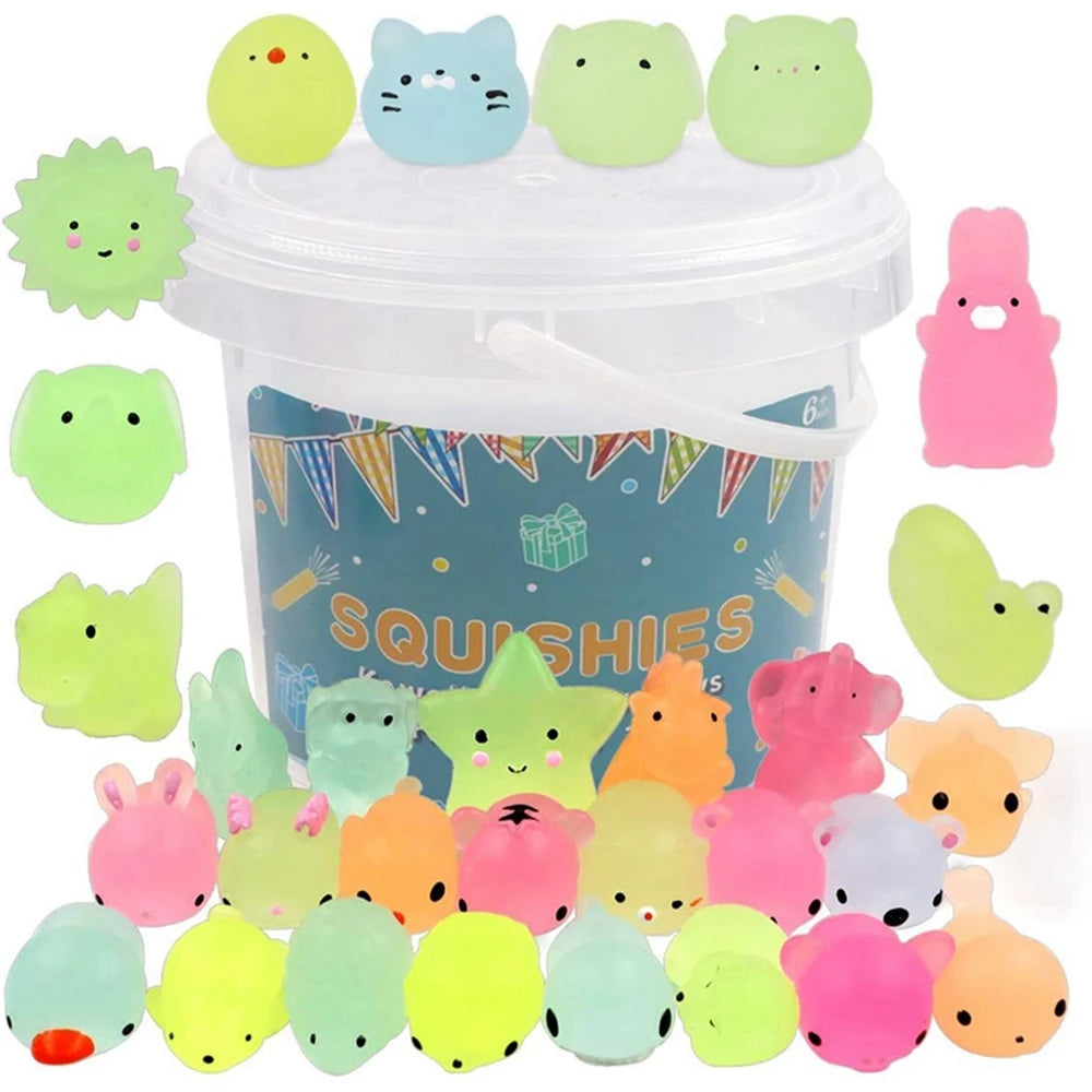 Kawaii Animal Squishy Toys – Glow in the Dark Stress Relievers (Party Pack)