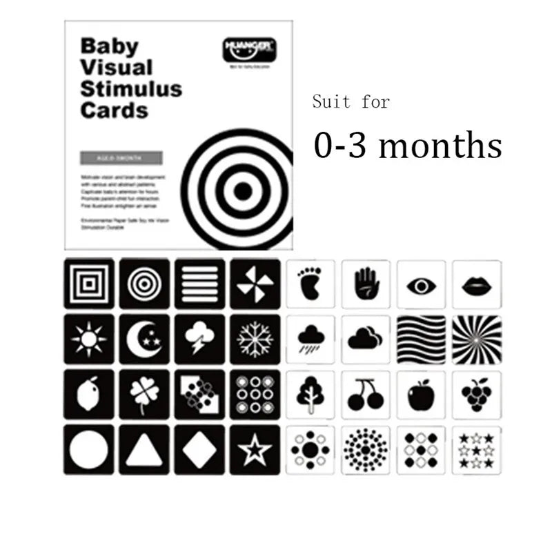 High Contrast Black and White Flash Cards for Baby Visual Development