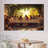 A painting depicting The Last Supper, showing Jesus and his disciples gathered around a table in a garden setting.