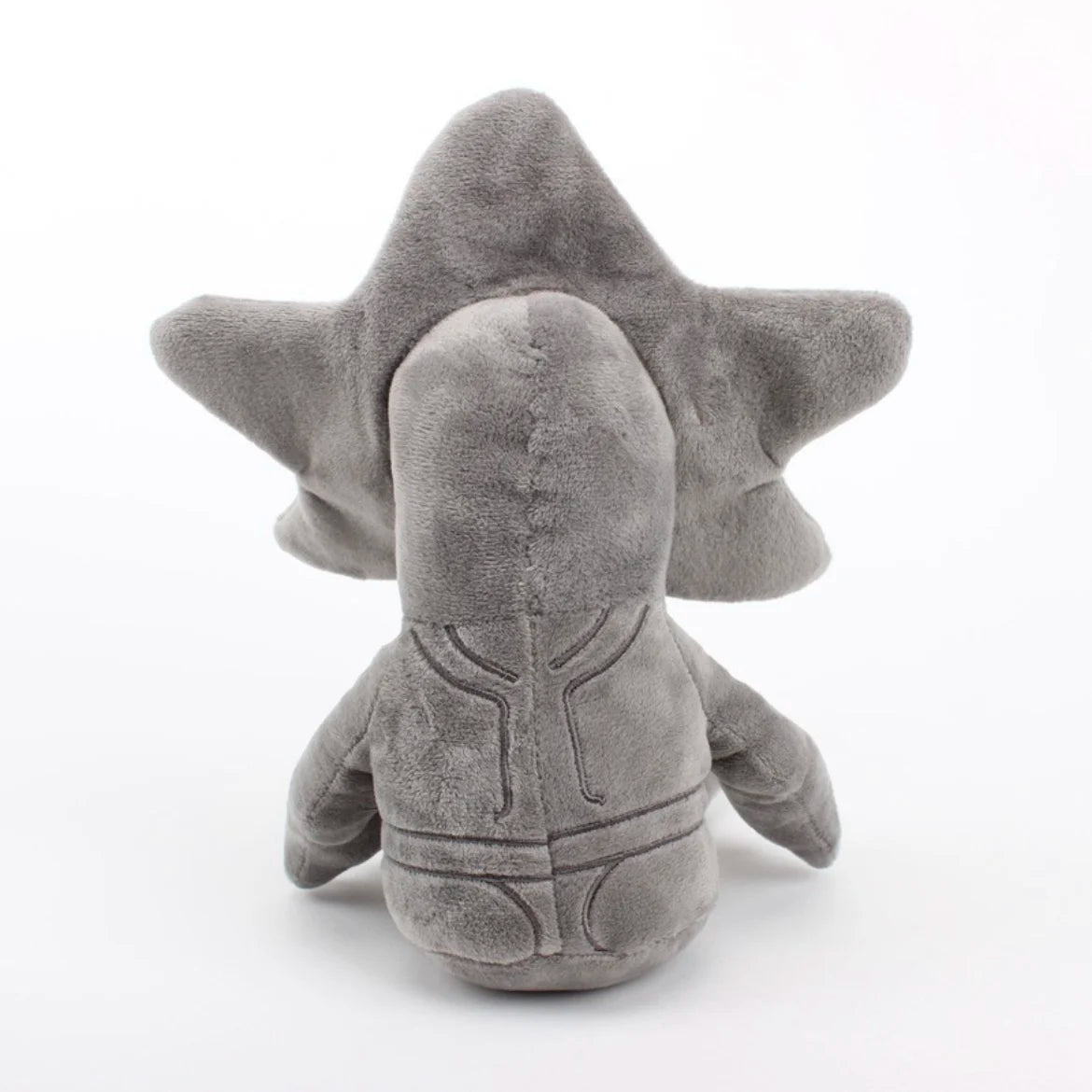 A gray plush doll set inspired by Stranger Things featuring characters like Eleven, Mike, and the Demogorgon.