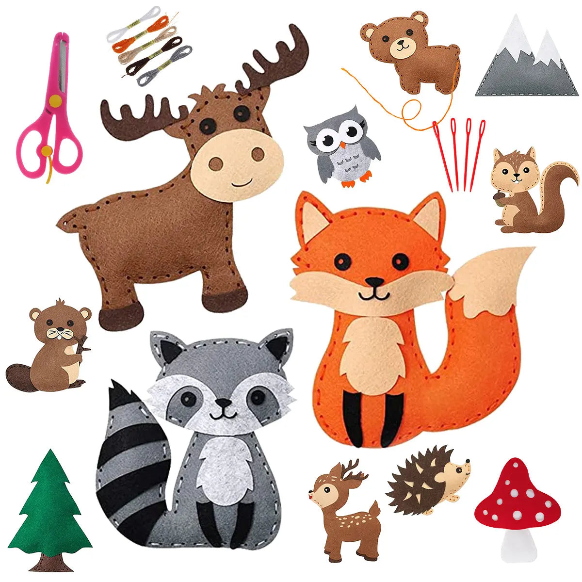 DIY Felt Sewing Craft Kit for Kids – Forest Creatures Plush Toy Making Set