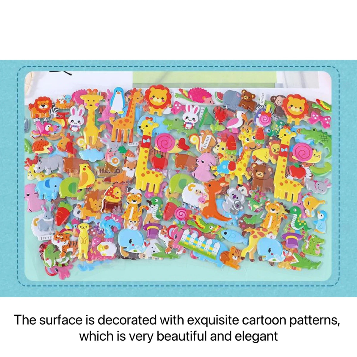 40 Mixed Puffy Animal & Cartoon Sticker Pack for Kids