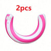 Two pink and white striped inflatable U-shaped pool floats for adults